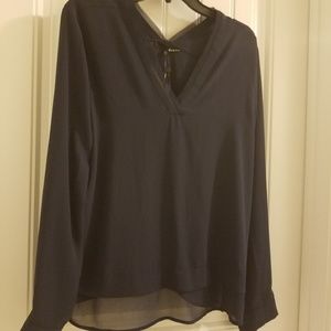 RO & DE Blouse V-Neck Top L Navy NEW